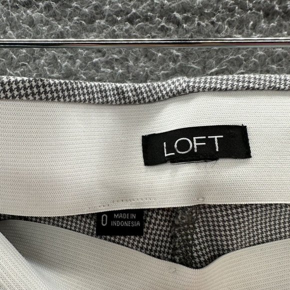 LOFT Pants Women's 0 Gray Stretch Hounds Tooth Ankle Zip Casual Pants Ladies 0 - Picture 4 of 14